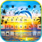 sunset dolphins keyboard background android application logo